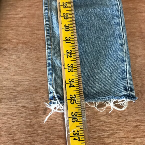 Grlfrnd Karolina Skinny Jeans Women 23 Blue Mid Rise Button Fly Raw Hem Stretch - Picture 7 of 15